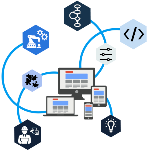 сетка из квадратов белого цвета, на них еще несколько блоков квадрата в произвольной последовательности